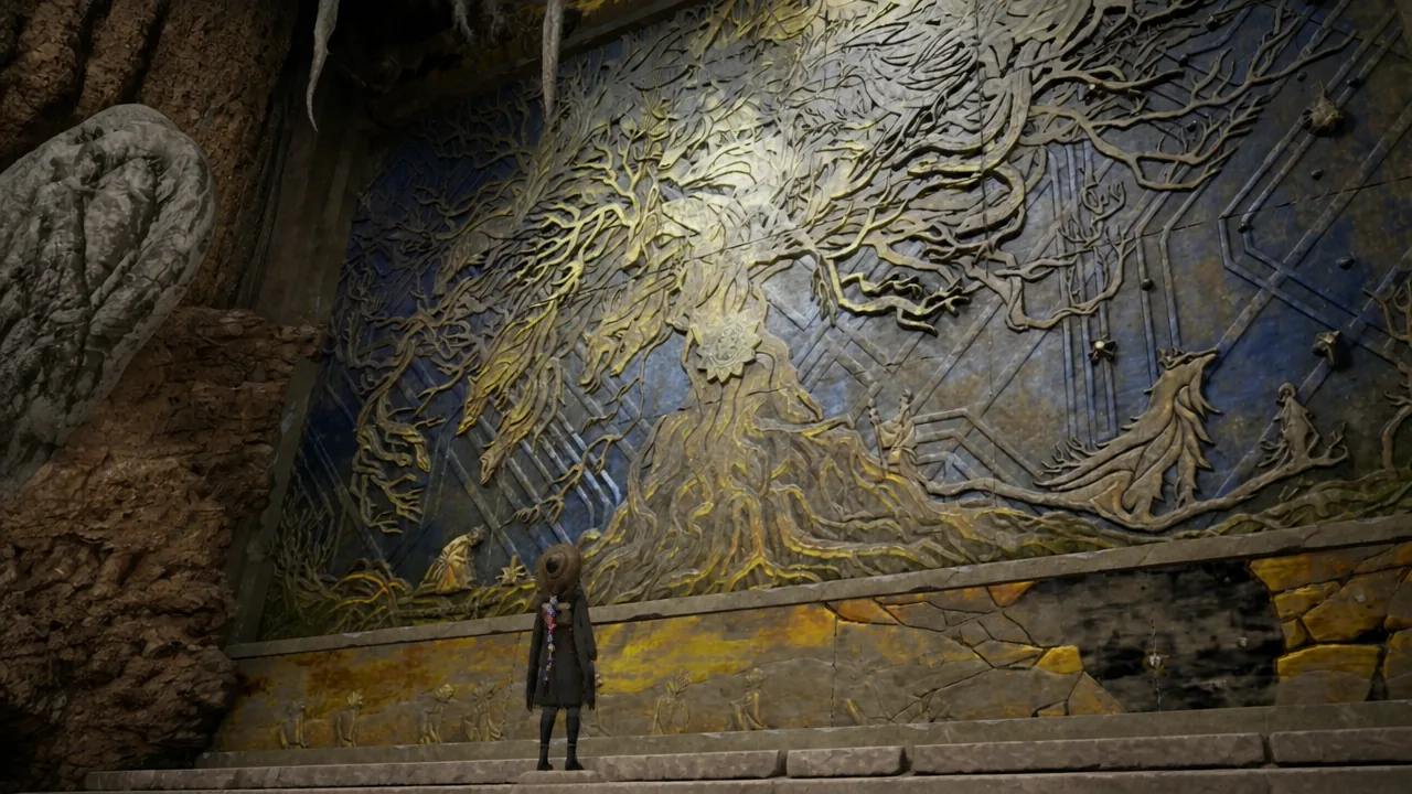 Emma is shown looking at a Painting of Lore in Beast of Reincarnation