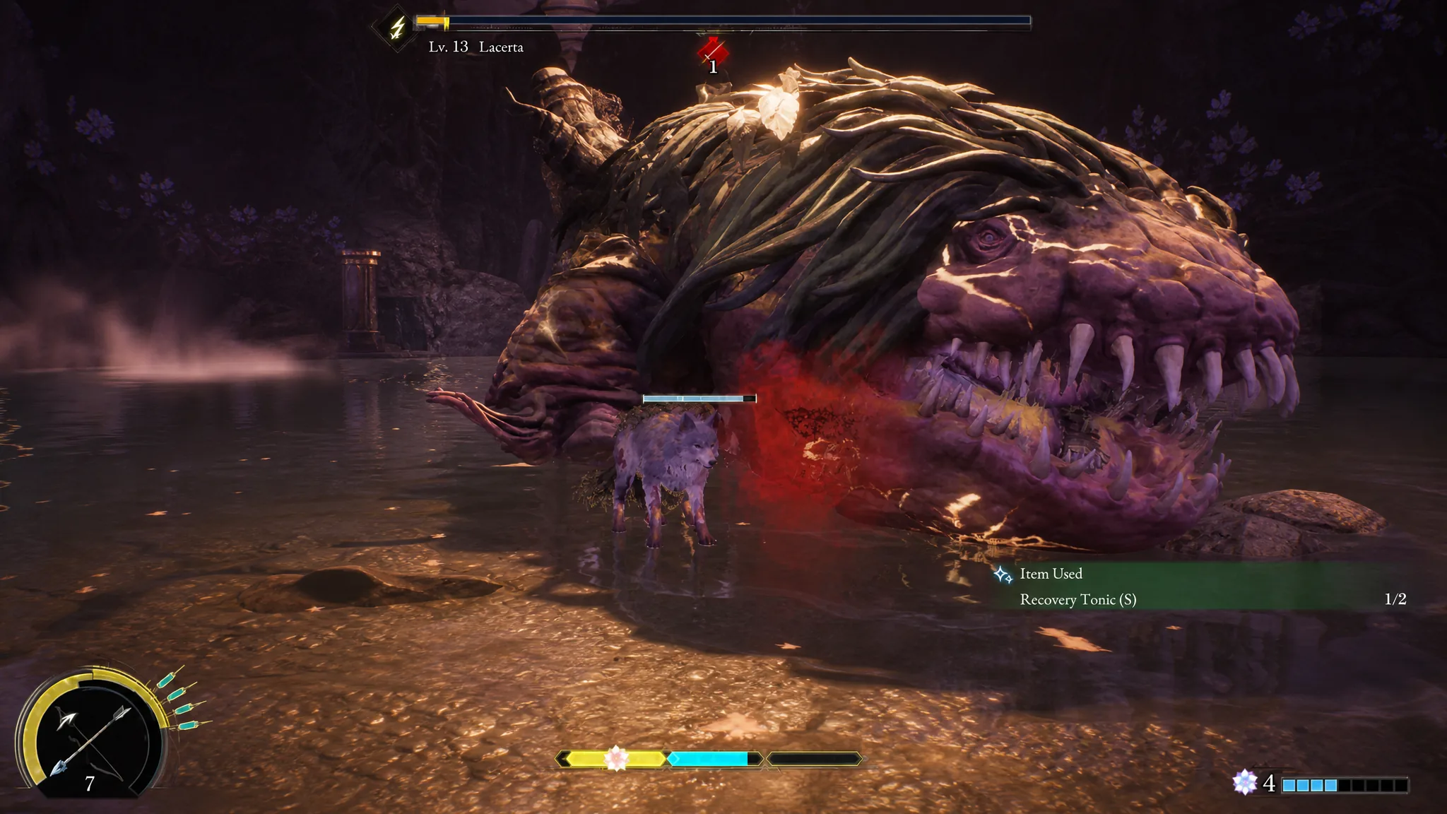 Lacerta boss encounter in the flooded reservoir arena
