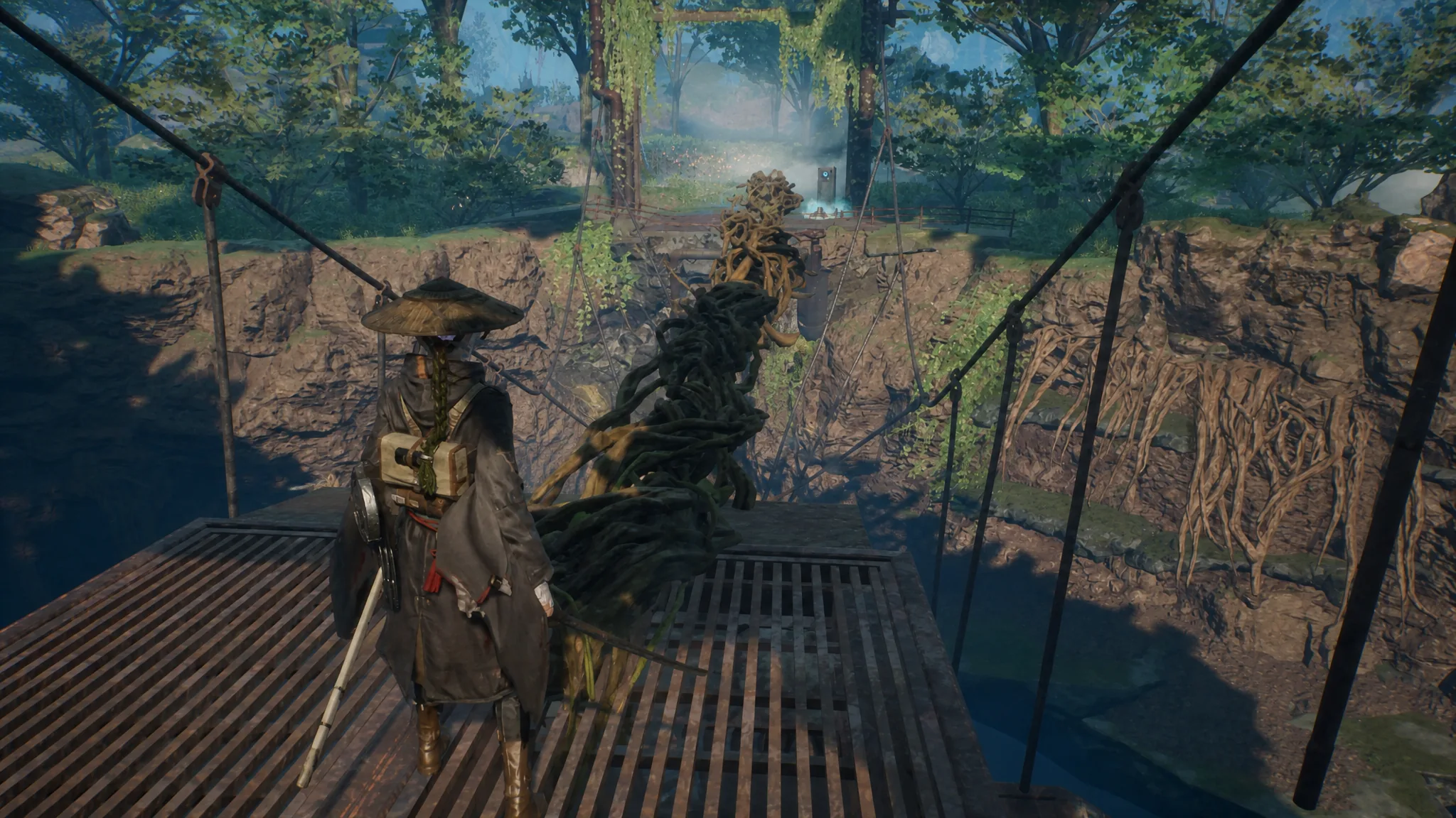 Using Emma's hair to create a bridge in Beast of Reincarnation