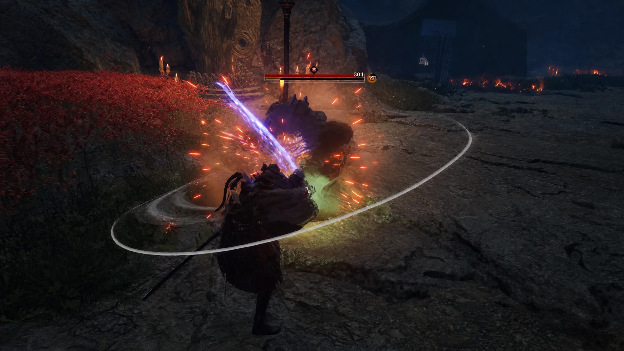 Emma parrying an enemy attack in combat