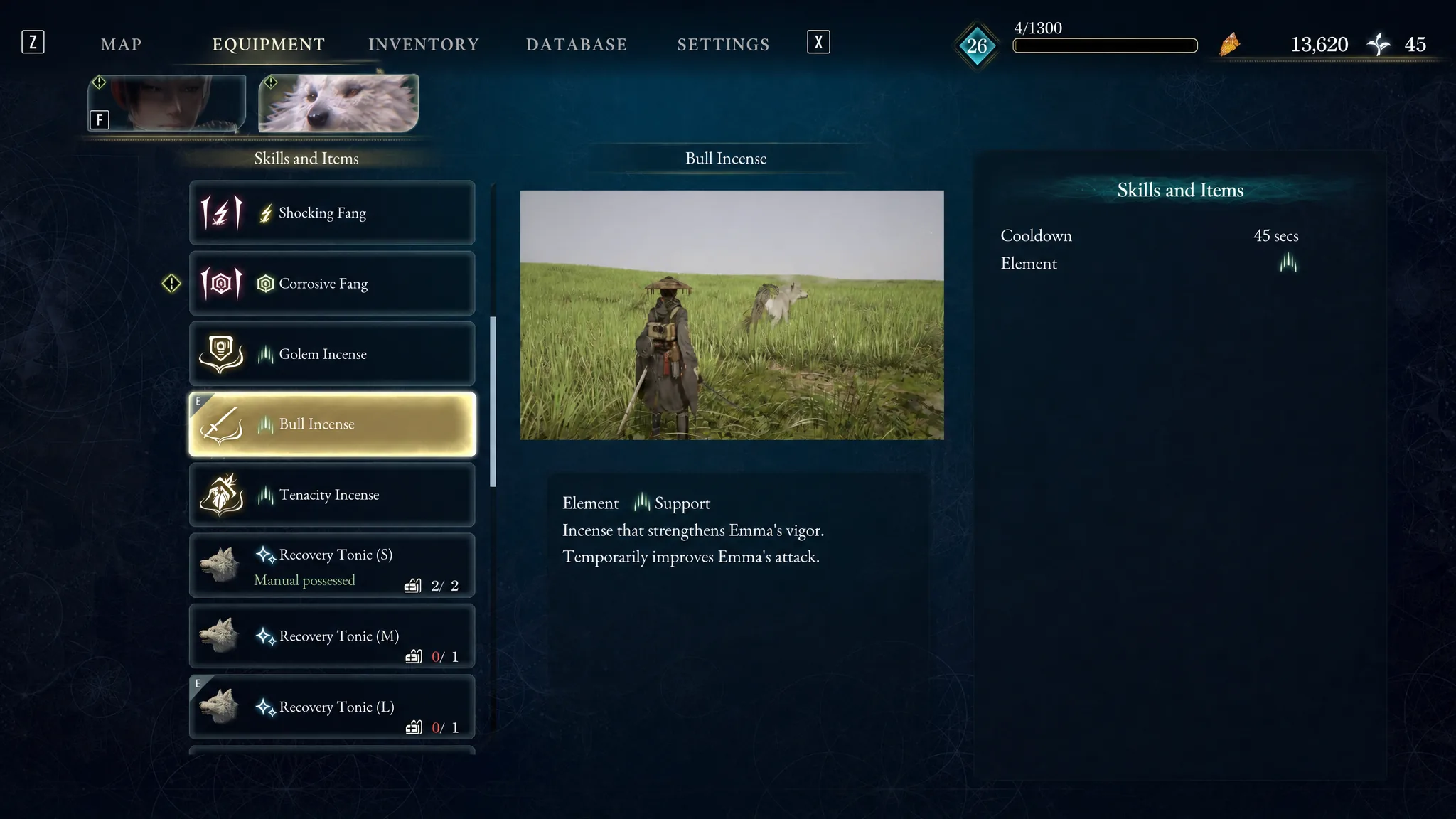 The Bull Incense Skill Amber is shown in Beast of Reincarnation