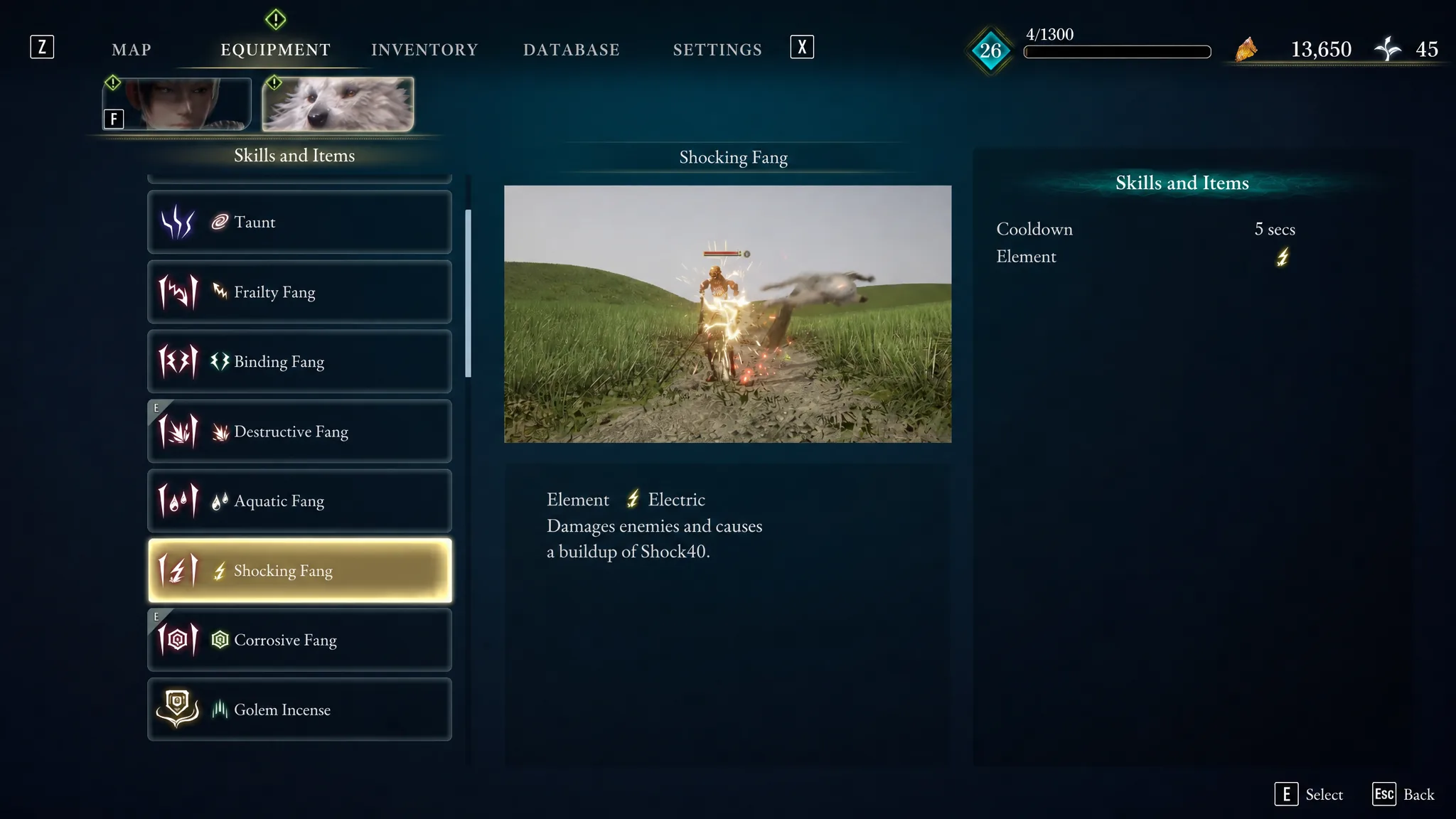 The Shocking Fang Skill Amber is shown in Beast of Reincarnation