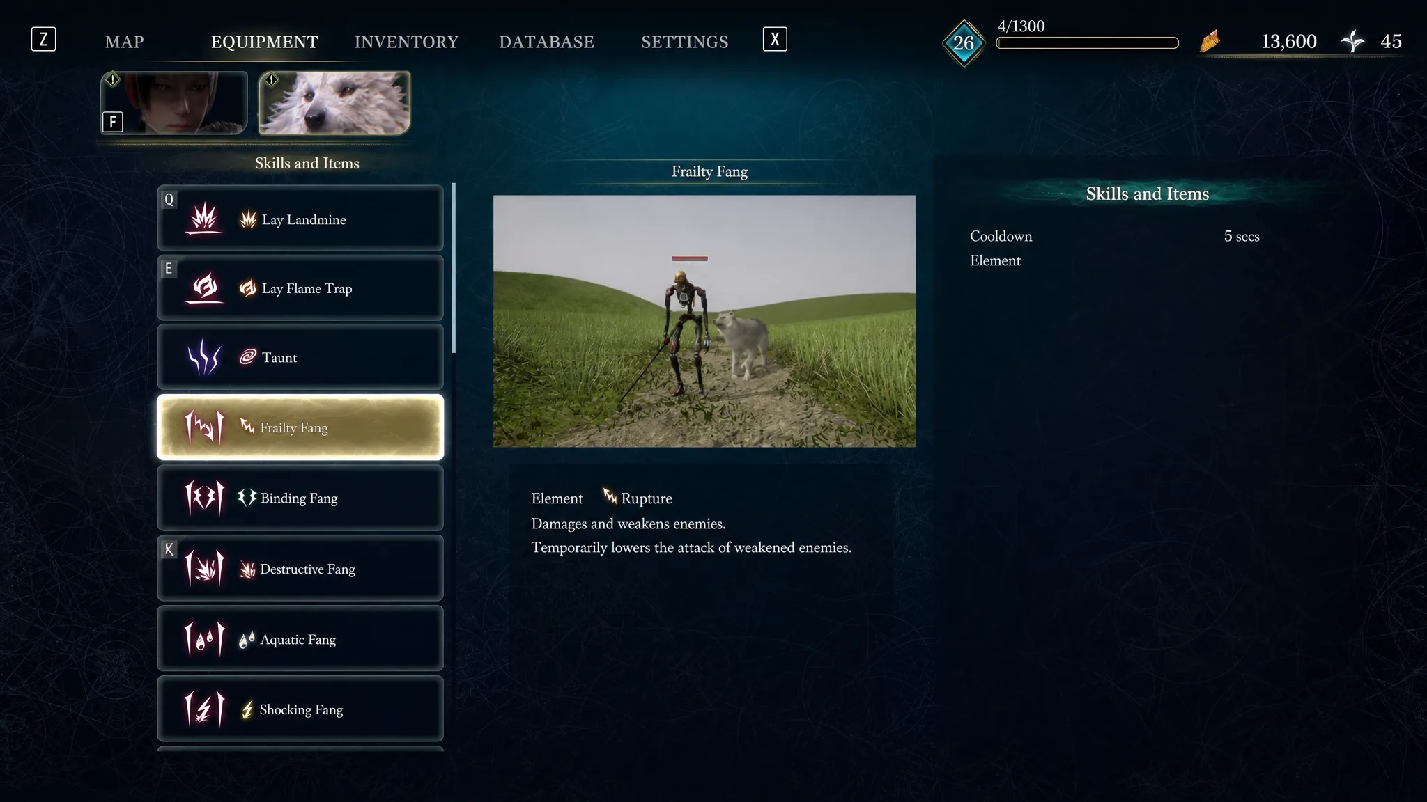 The Frailty Fang Skill Amber is shown in Beast of Reincarnation