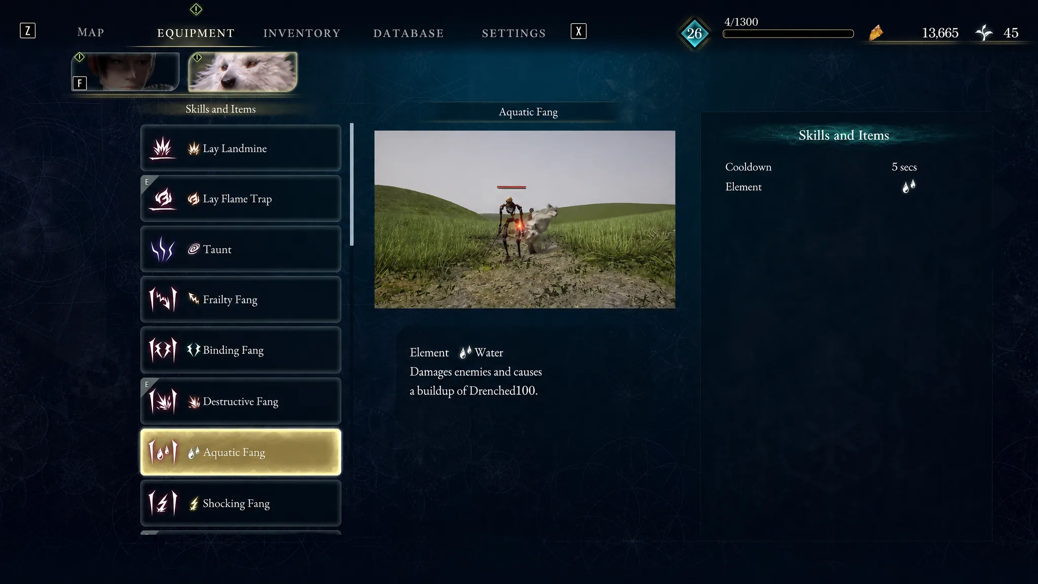 The Aquatic Fang Skill Amber is shown in Beast of Reincarnation
