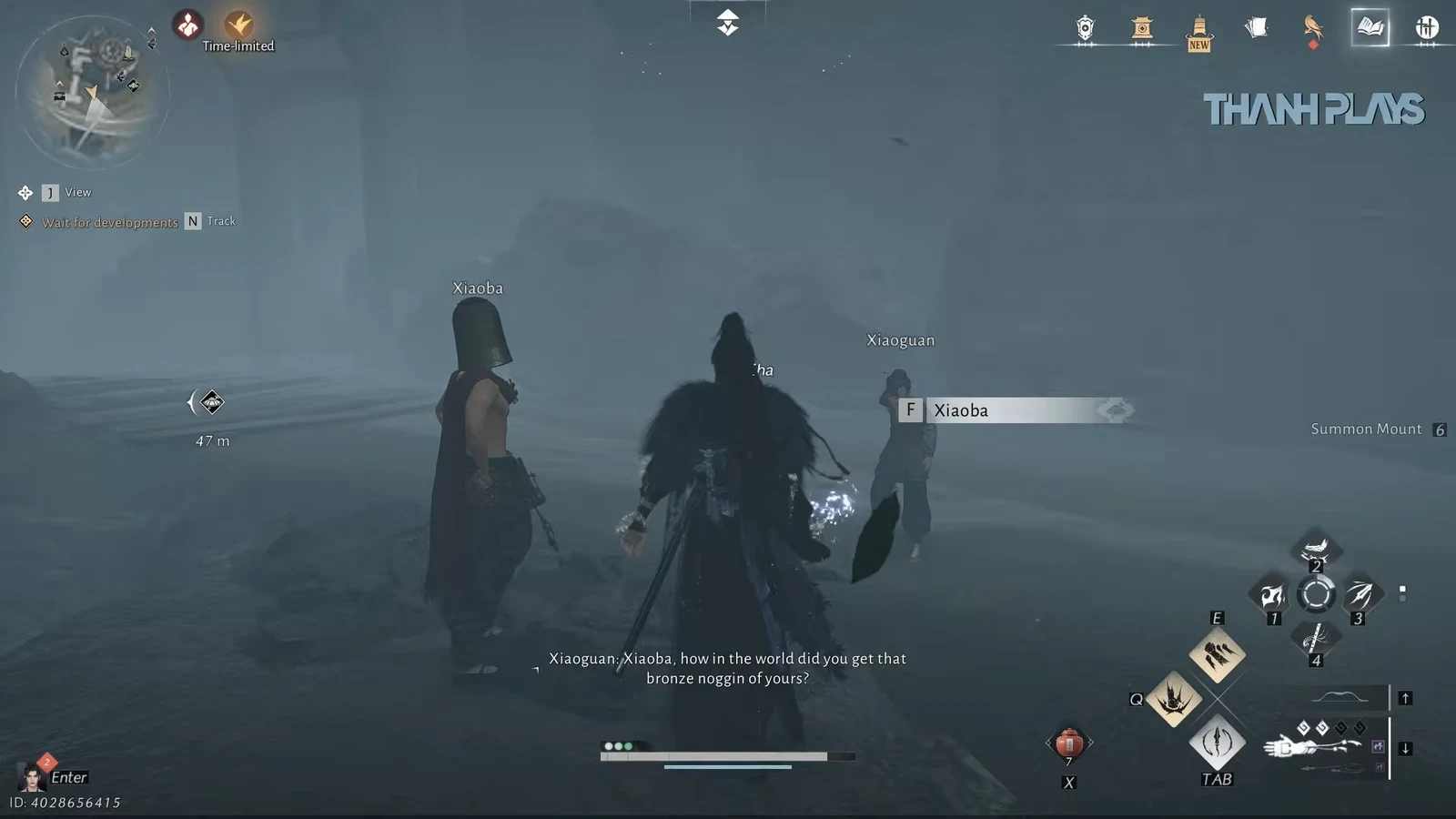 F Xiaoba prompt on screen during the quest conversation