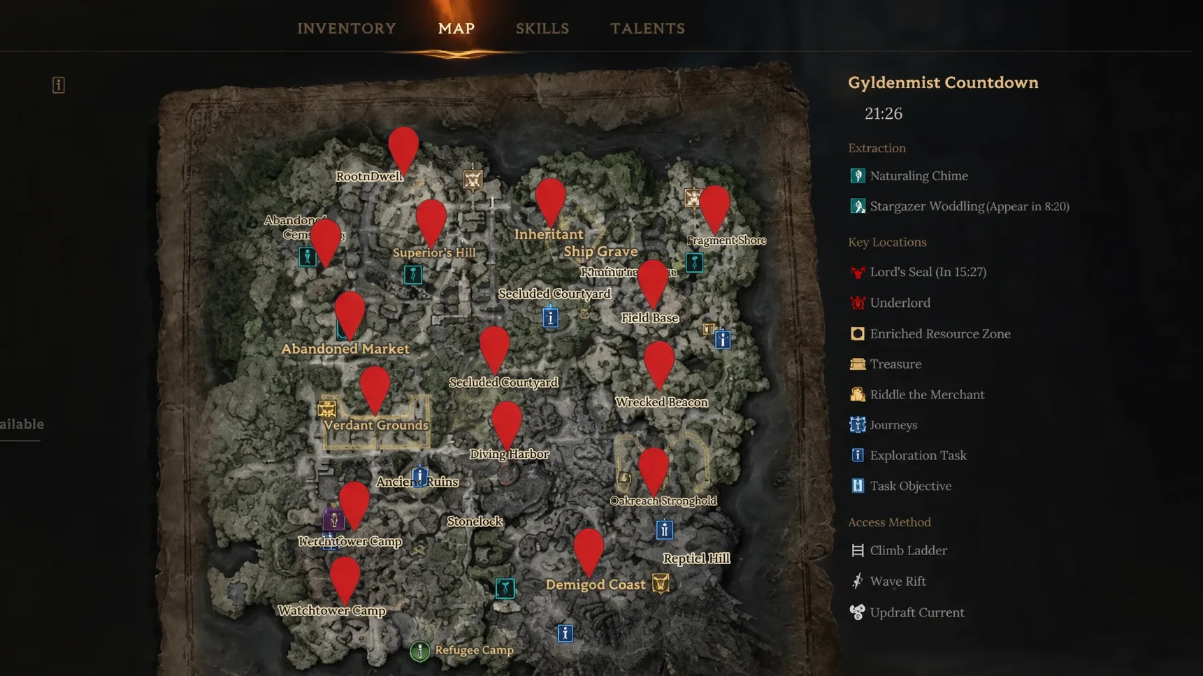 Hallowgrove map in Mistfall Hunter
