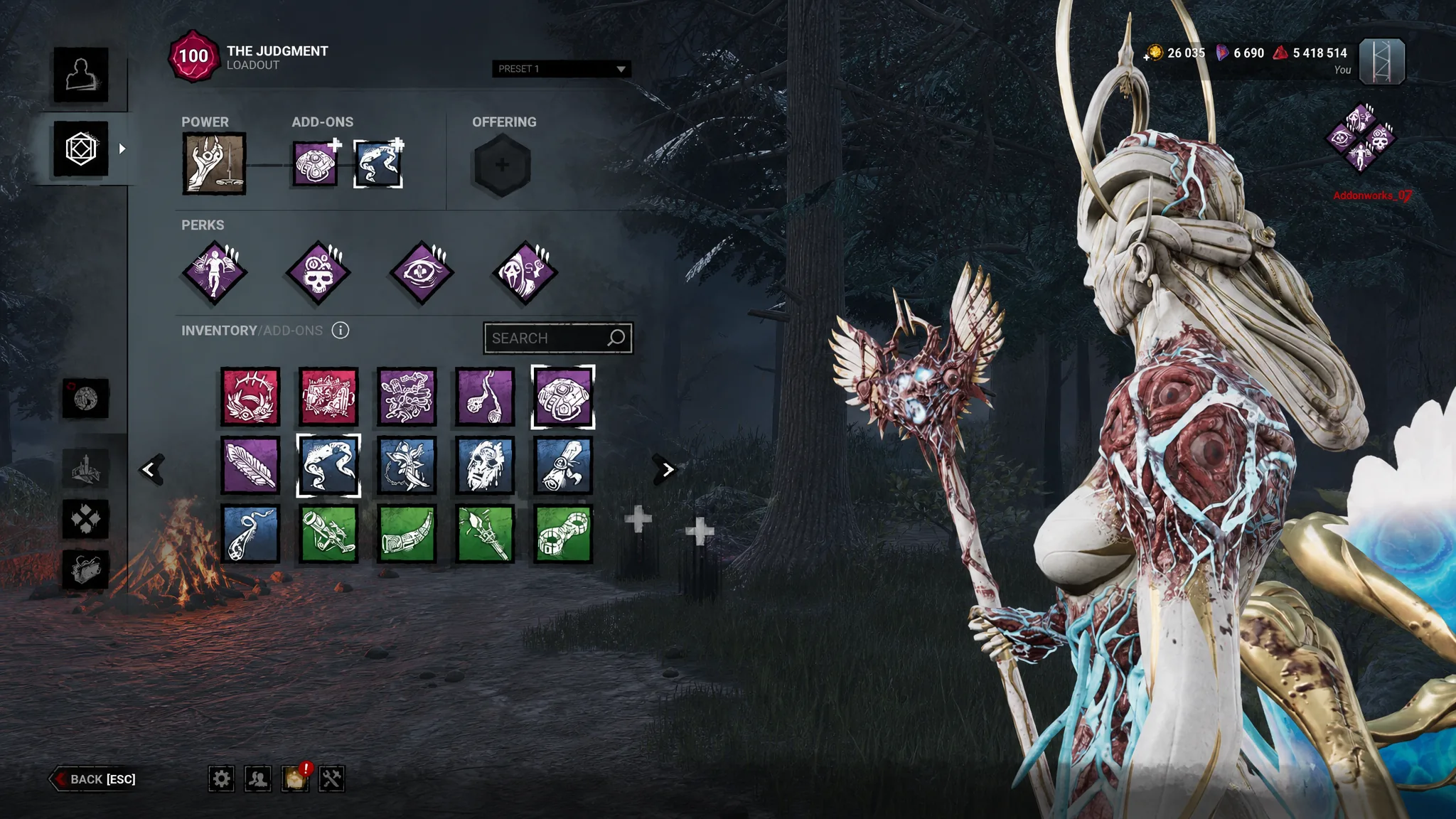 Dead By Daylight The Judgement aura reading build all perks and addons