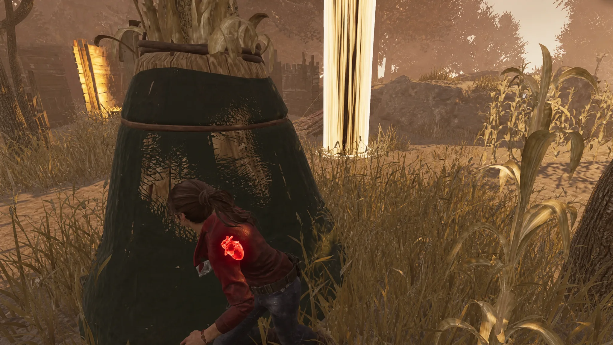 Dead By Daylight Claire Redfield dodging The Judgement's pillar of light