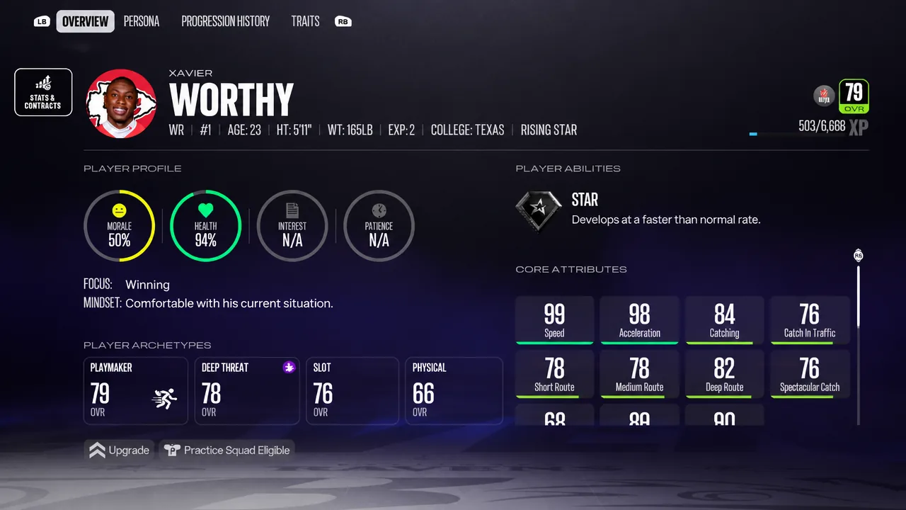 Xavier Worthy Stats - Madden 27