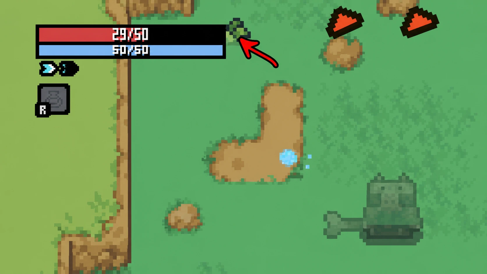 The Sephiria health bar shown during combat on an early floor