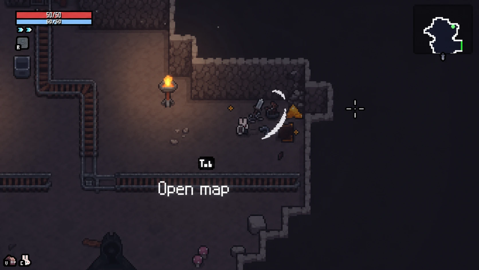 A rabbit character breaking crates to collect gold loot in Sephiria