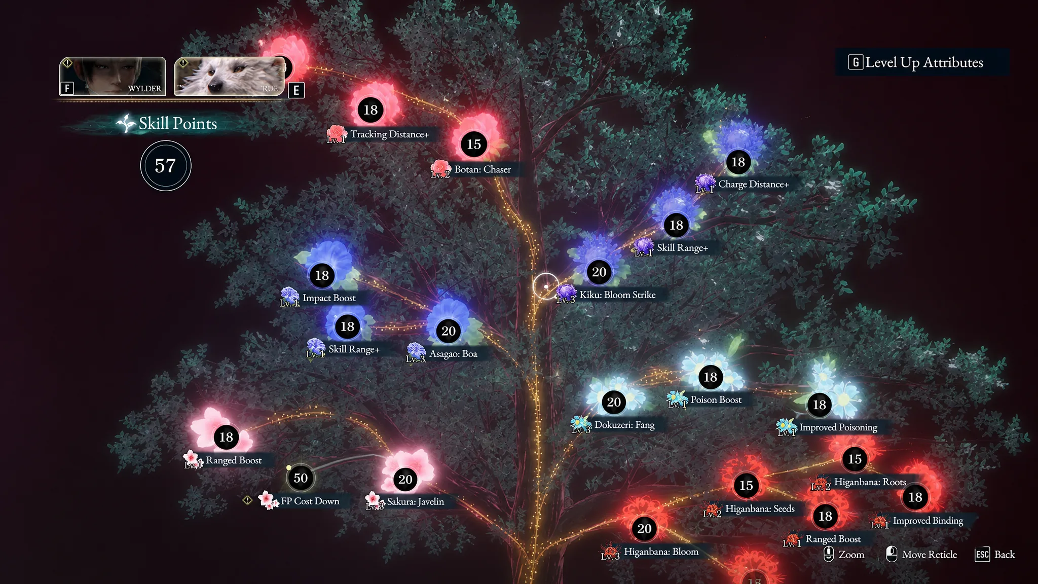 The branches of Koo's Skill Tree in Beast of Reincarnation are shown