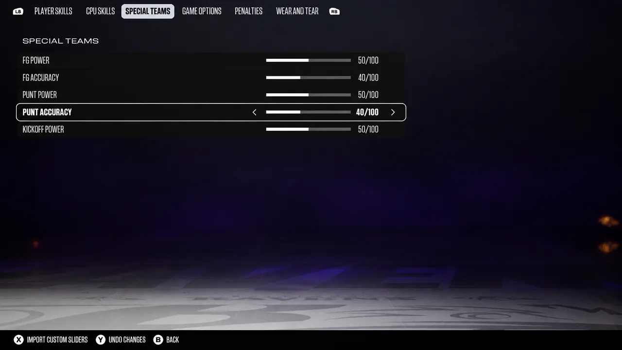 Special Team Sliders - Madden 27