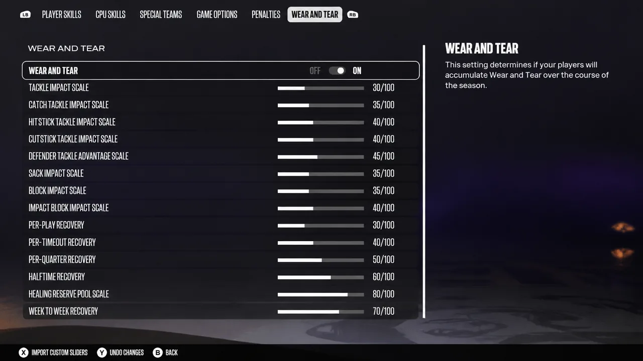Wear and Tear Sliders - Madden 27