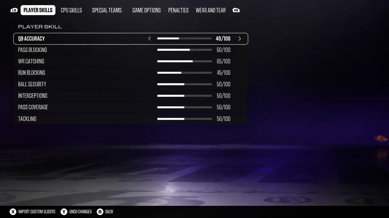 Player Skill Sliders - Madden 27