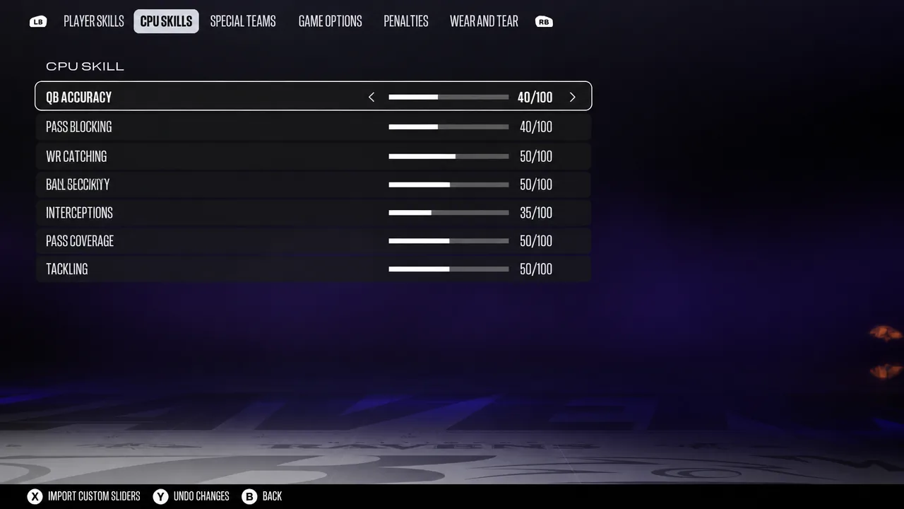 CPU Skills Sliders - Madden 27