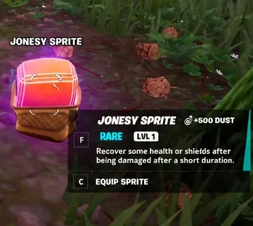 Jonesy Sprite on the ground with pickup and equip prompts during the extraction tutorial