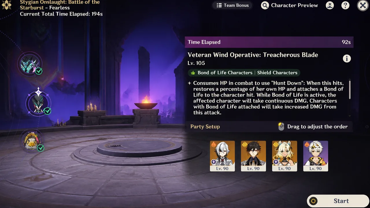 Alternate Stellar Swirl team option for the first Stygian Onslaught battlefield