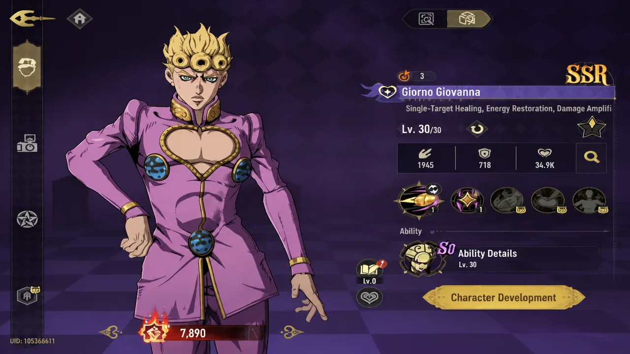 Giovanna in JoJo's Bizarre Adventure: GS