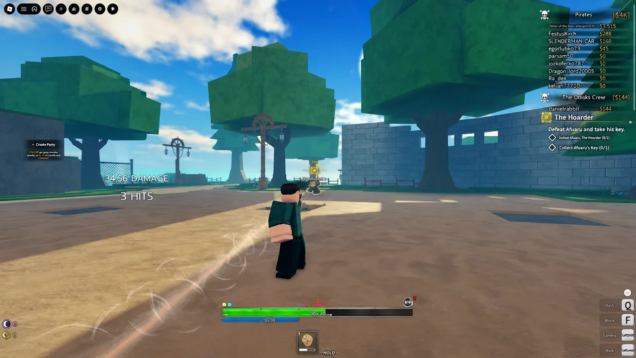 Player attacking a quest target while the objective to take his key is displayed