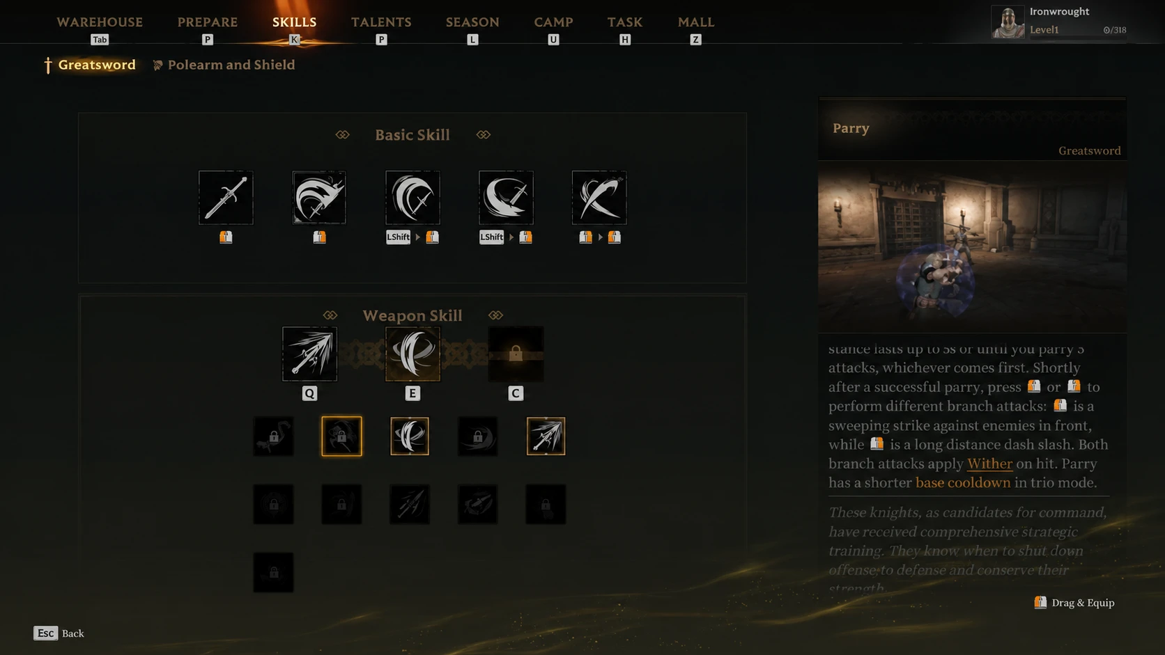 Best Greatsword skills in Mistfall Hunter