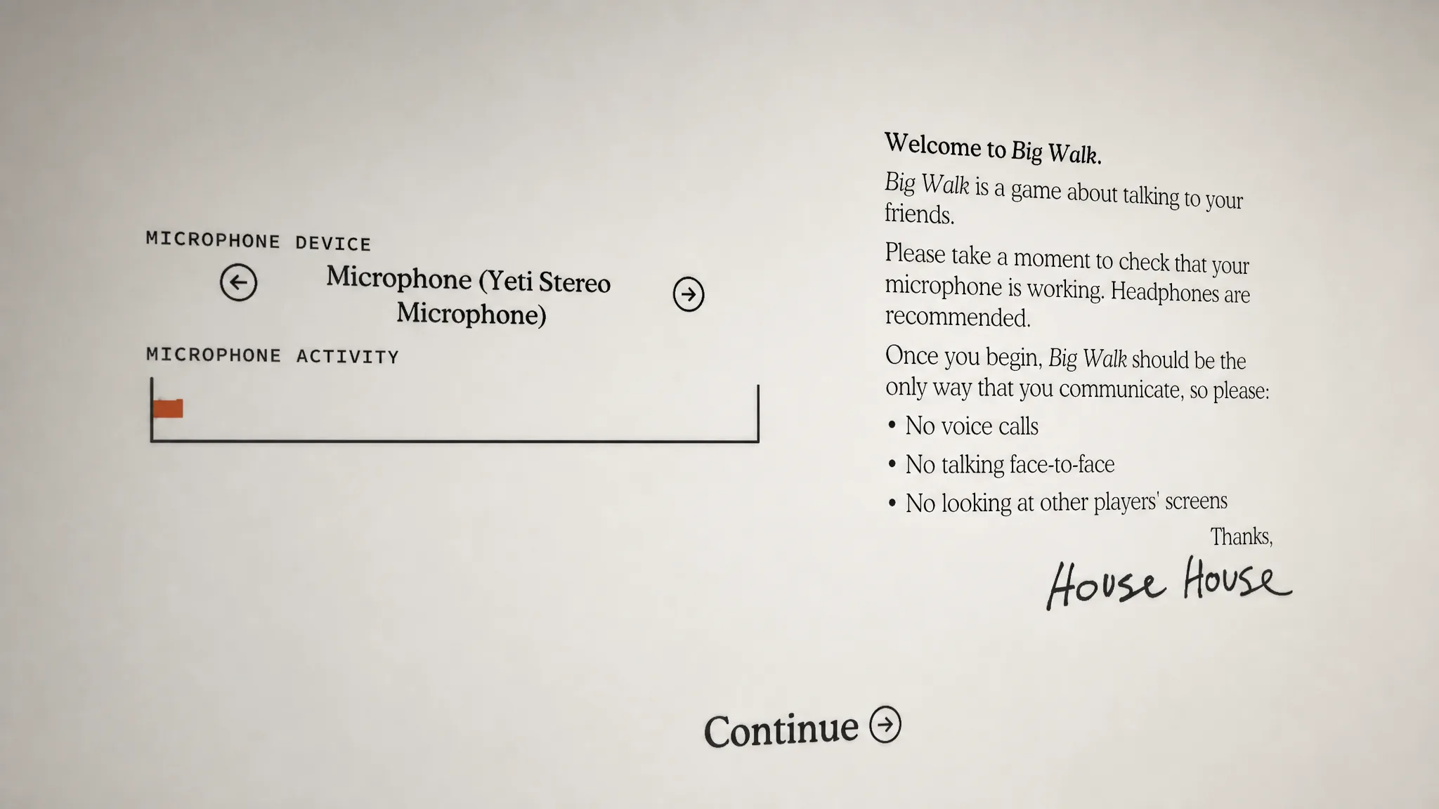 Voice Setting Big Walk