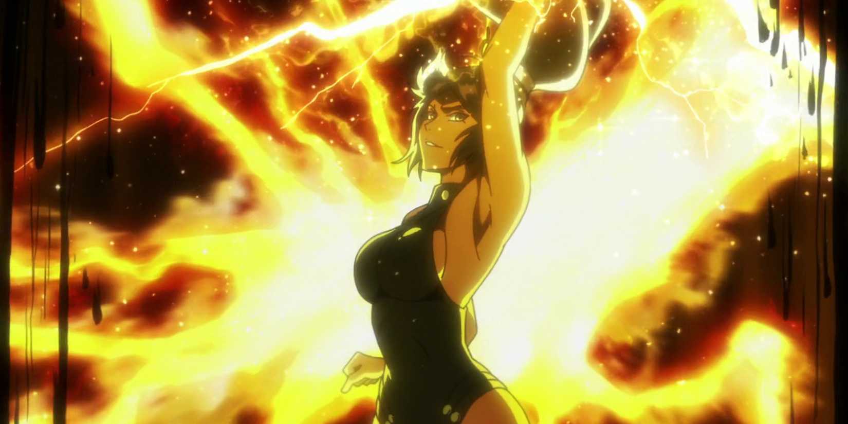 Yoruichi uses Raijin Shunko against Askin in BLEACH Thousand-Year Blood War