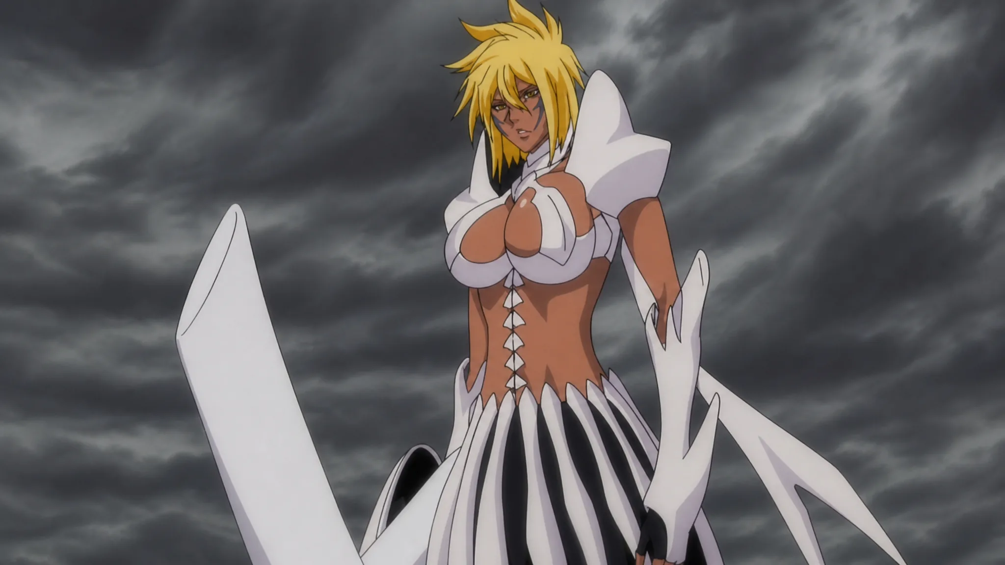 Tier Harribel facing Toshiro Hitsugaya in her Resureccion in Bleach