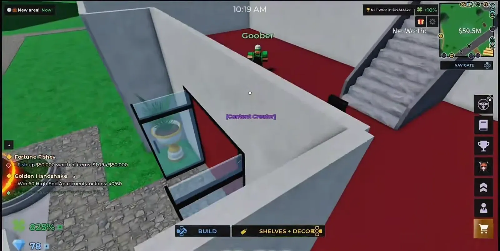 Build interface on Shelves and Decor with a display case being positioned near an entrance