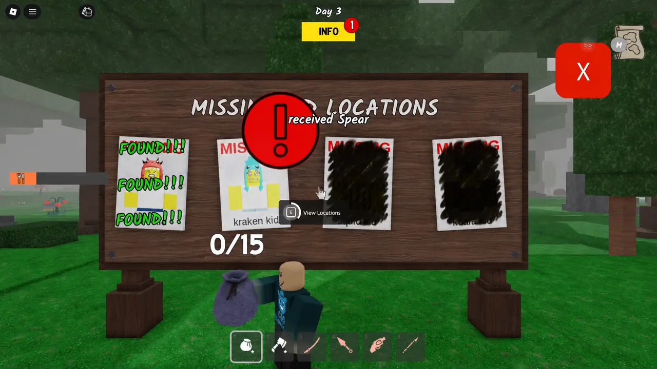 Locations board at camp with the View Locations option highlighted.