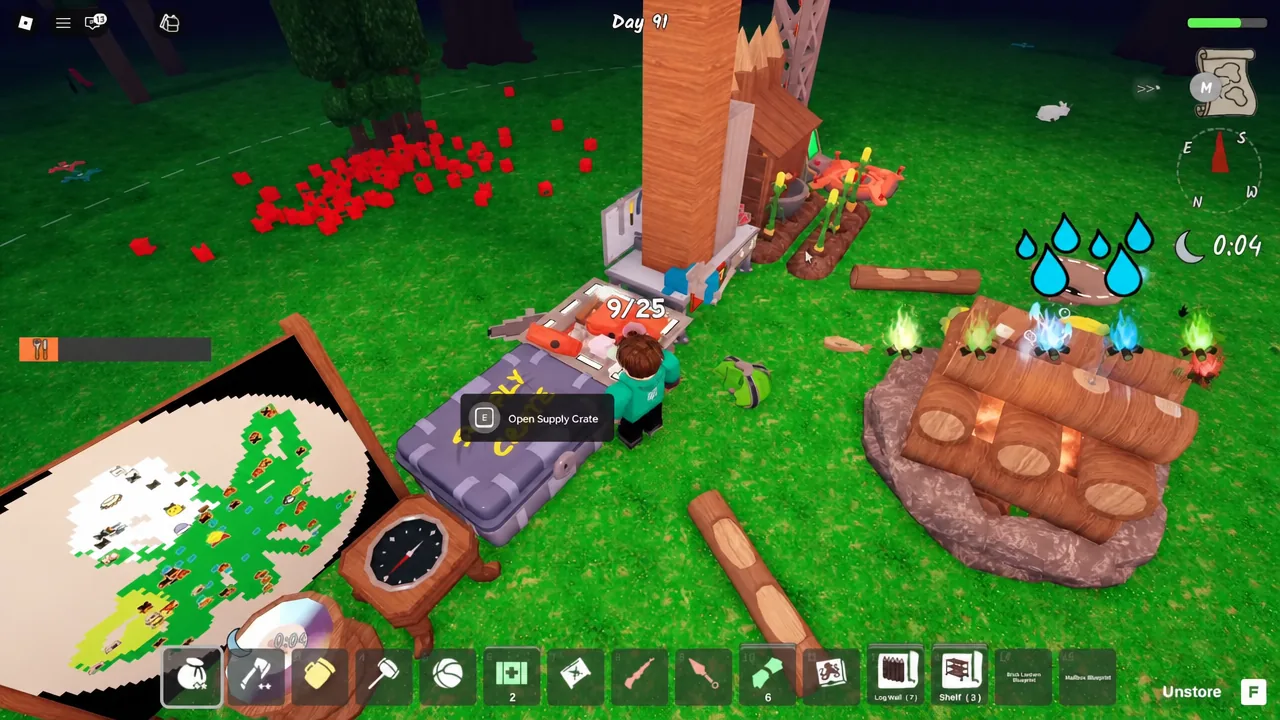 Open Supply Crate prompt shown next to a crate during the wall construction phase.