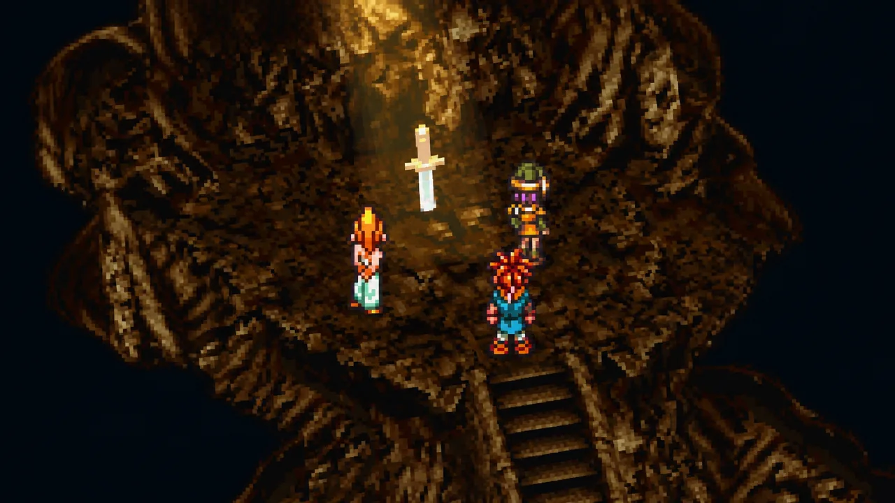 A scene featuring characters by the Masamune in Chrono Trigger