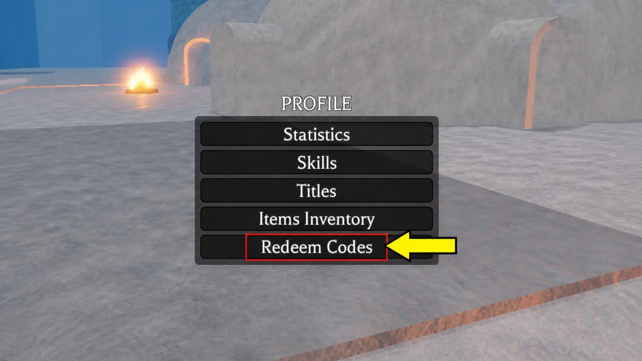 Codes Redemption Menu from Elementalism Roblox Experience