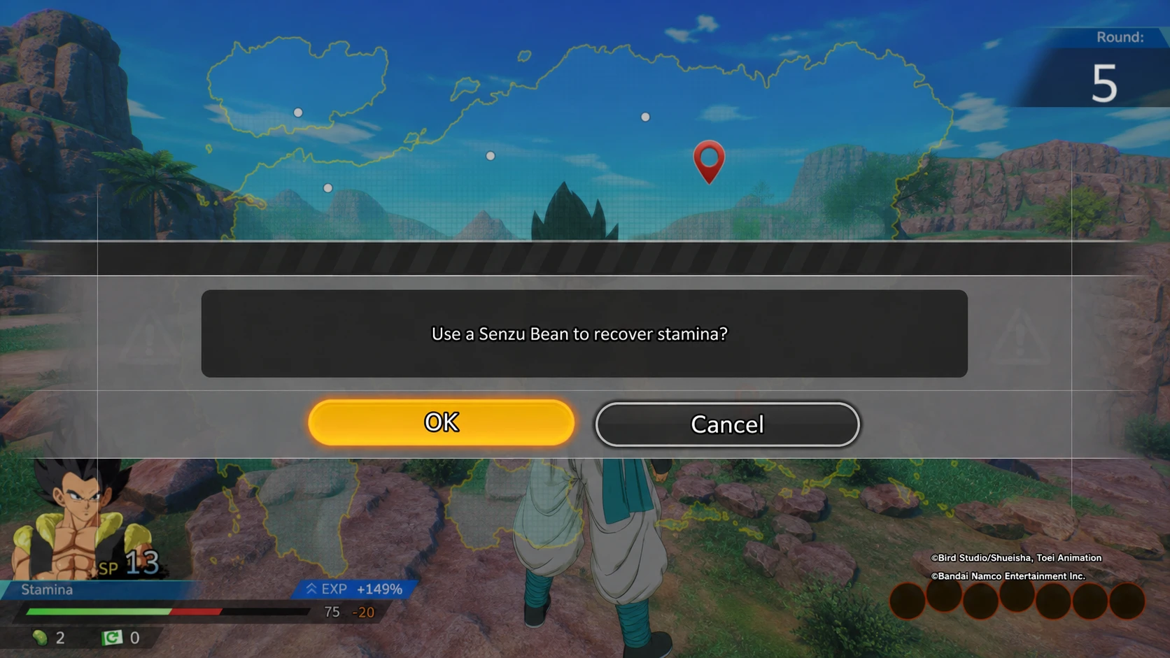 Using a Senzu Bean in Dragon Ball: Sparking Zero's Limit Breaker Journey mode