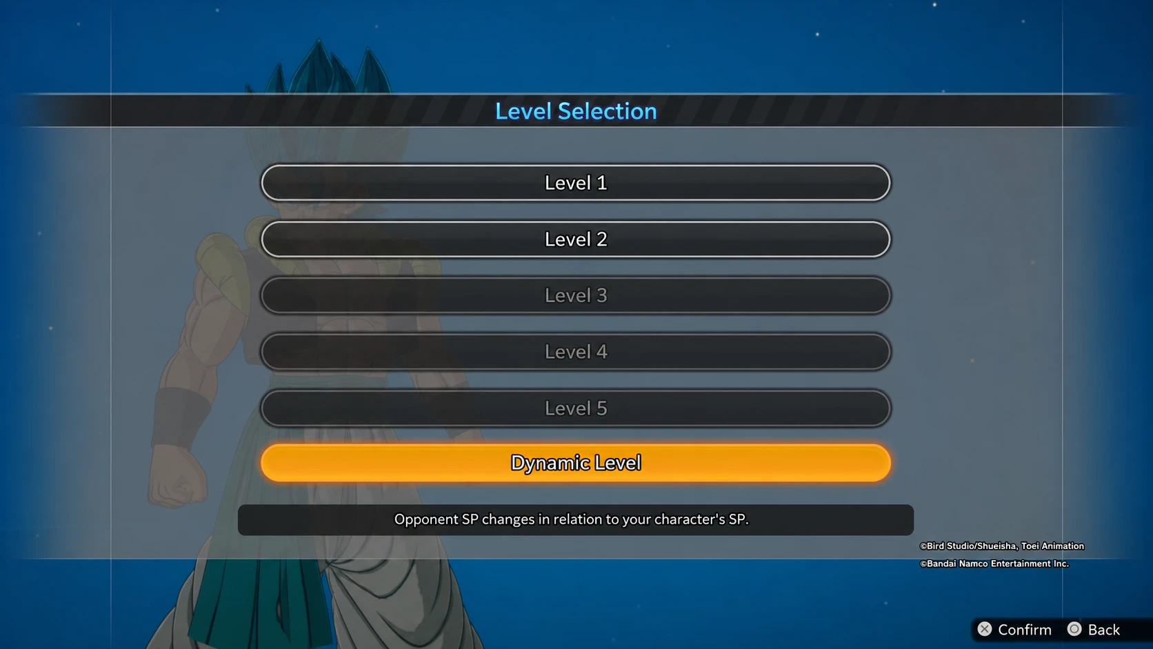 Picking a Level option in Dragon Ball: Sparking Zero's Limit Breaker Journey mode