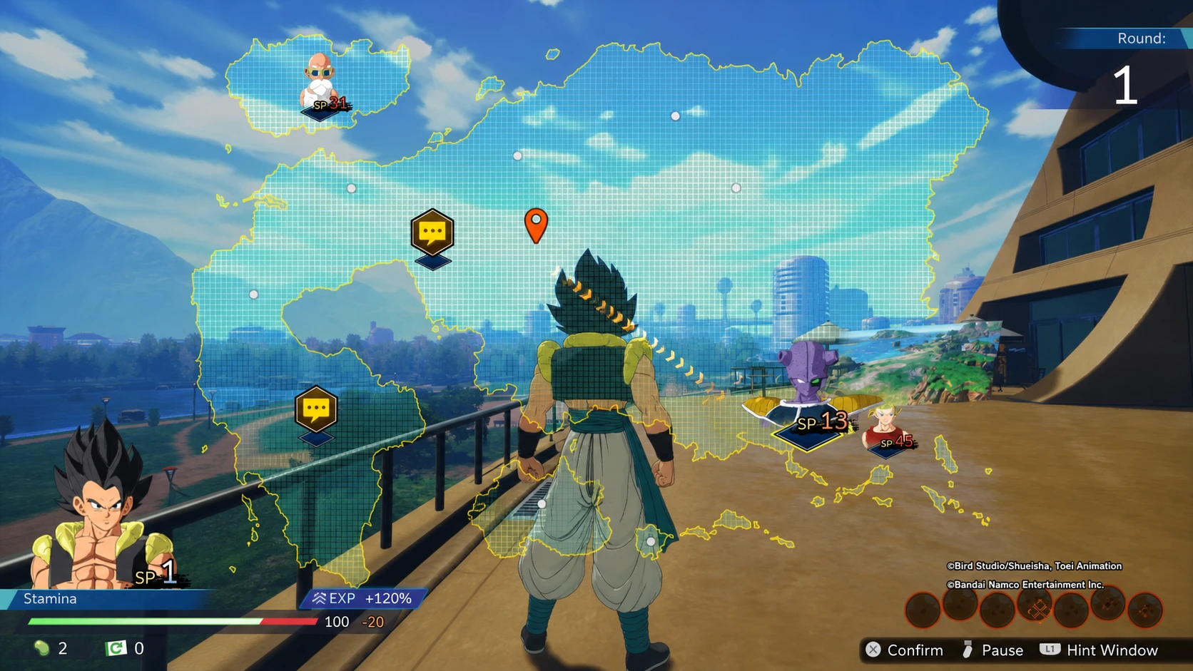 Gogeta looking at the world map in Dragon Ball: Sparking Zero's Limit Breaker Journey mode