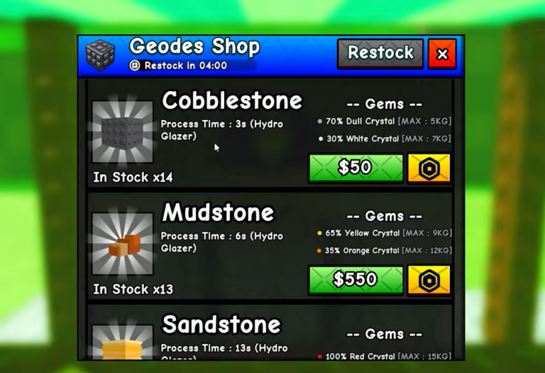 Cut a Gem: Every Geode Price and Gem Drop