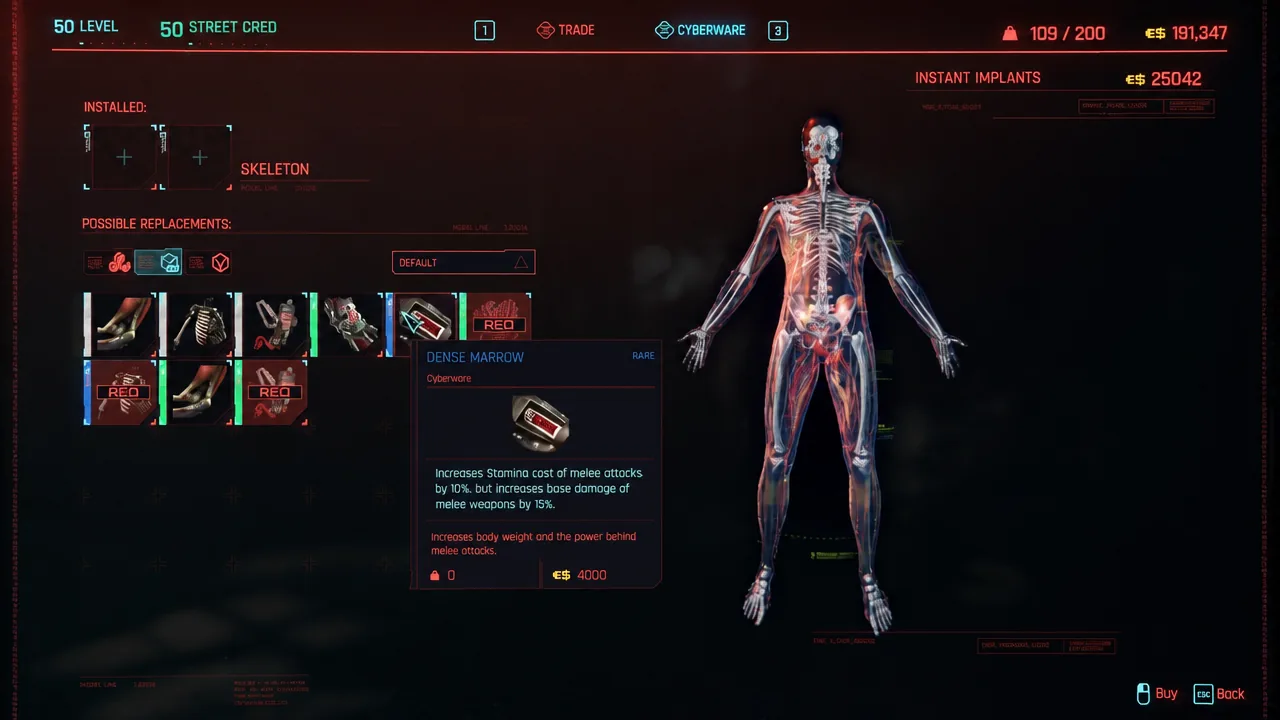 Skeleton Cyberware in Cyberpunk 2077
