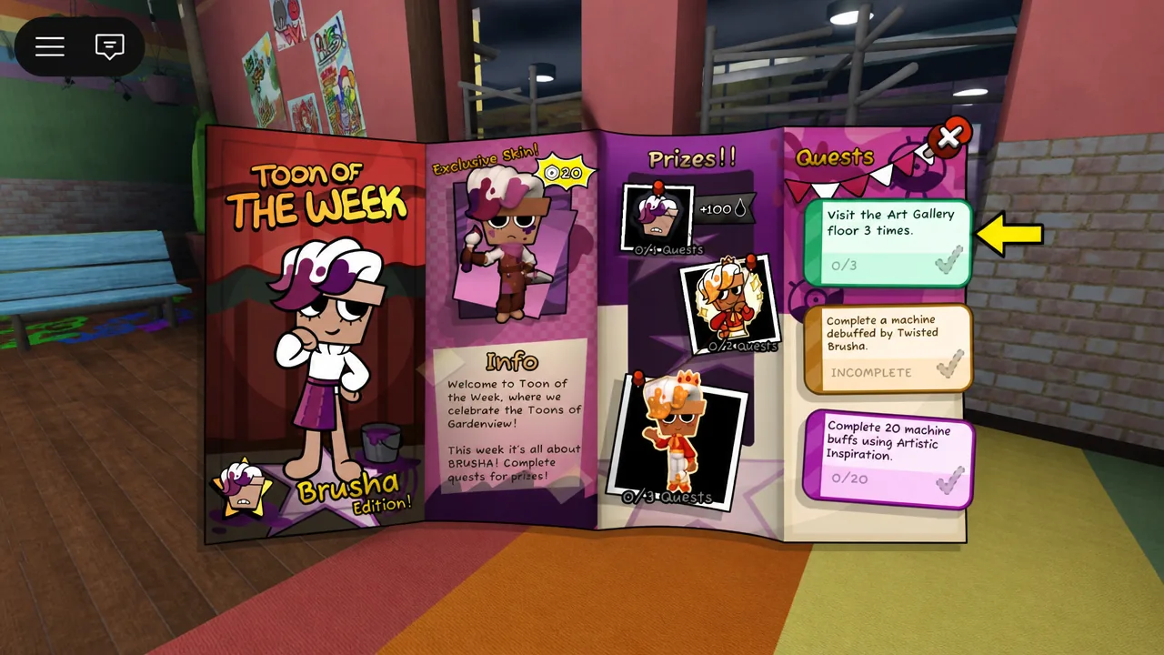 Toon of the Week quests panel in Dandy's World
