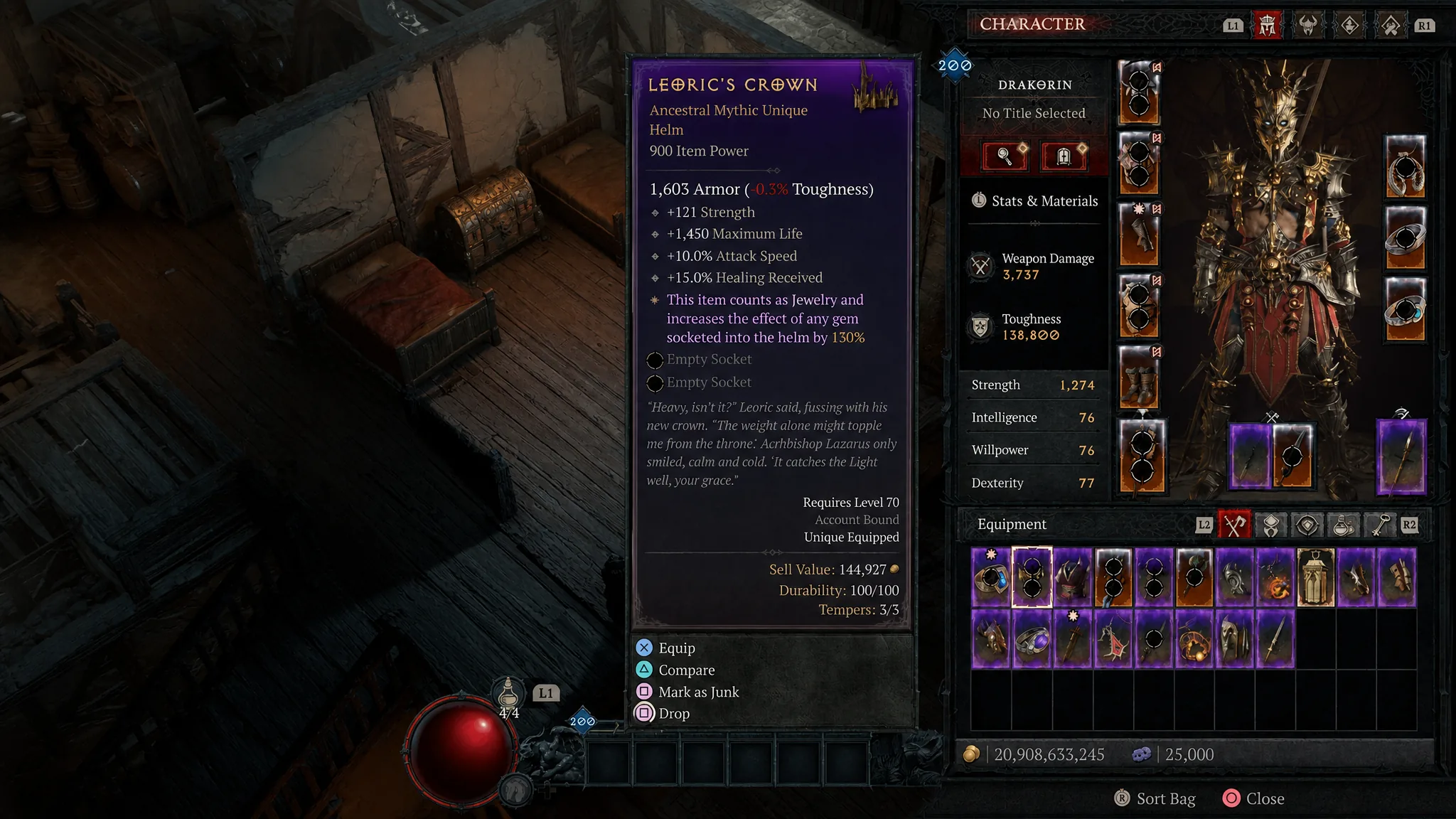 Leoric's Crown helm in Diablo 4 Season 15