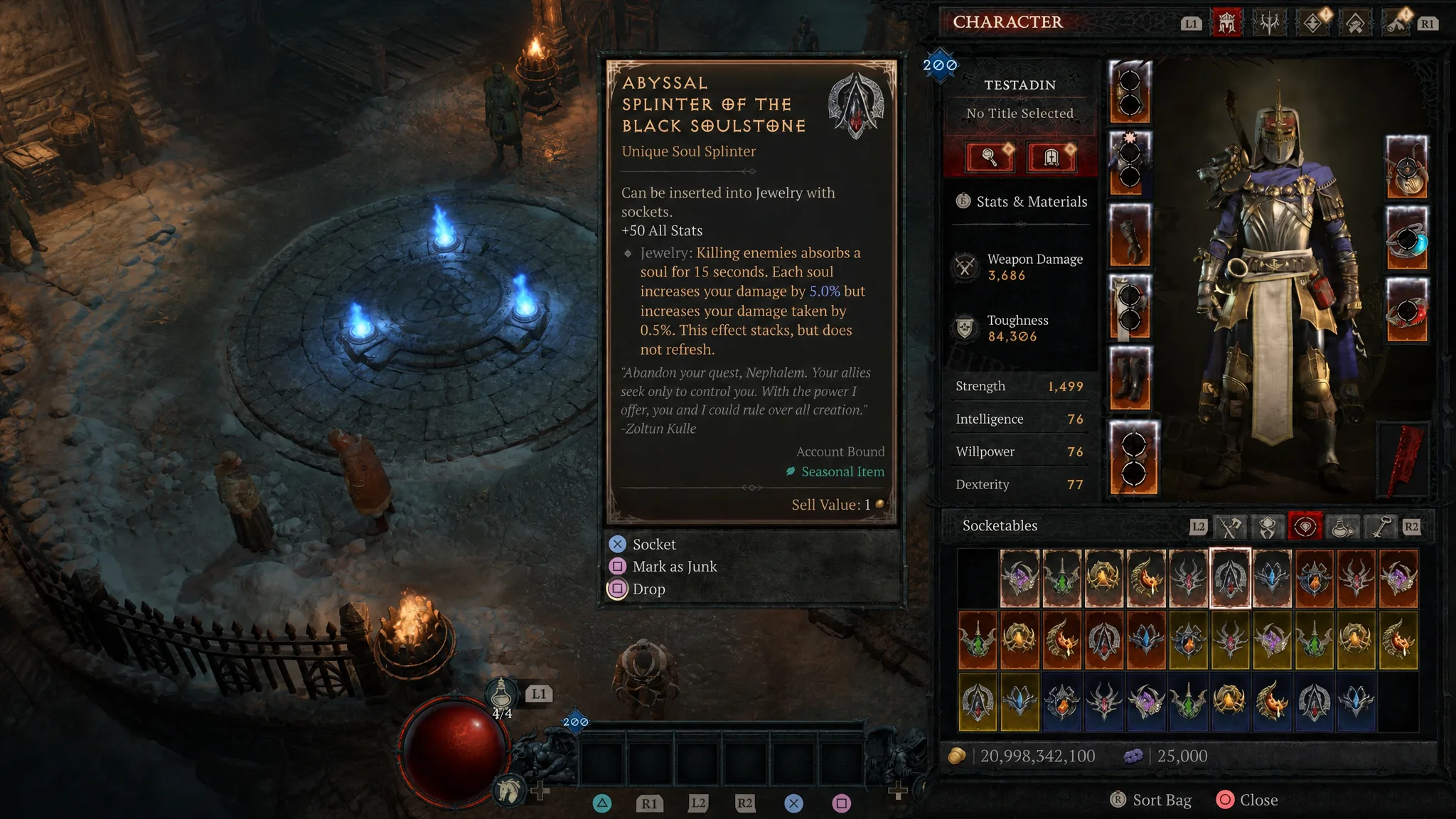 Diablo 4 Season 15 Soul Splinter socketable preview