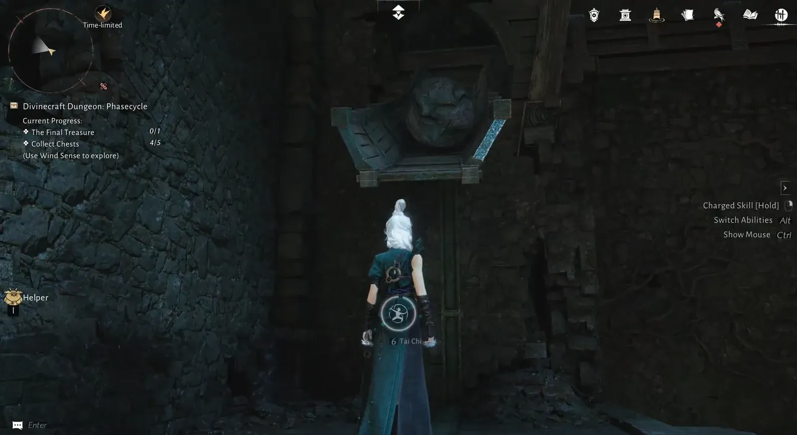 Wind Sense active in the upper chamber while heading toward the final treasure