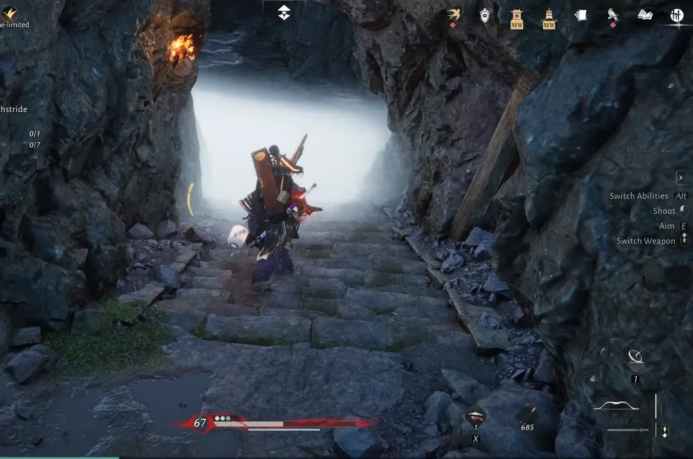 Zenithstride objective tracker showing chest and final treasure goals inside the cavern