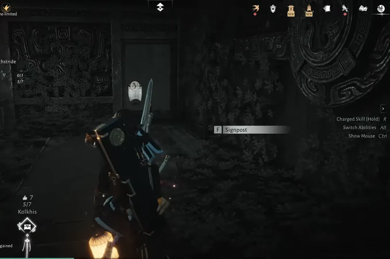 F Signpost interaction prompt near the final area of Zenithstride