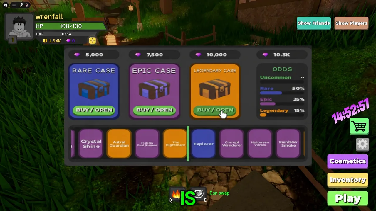 The Legendary Case in the shop's Crates tab with its purchase button highlighted