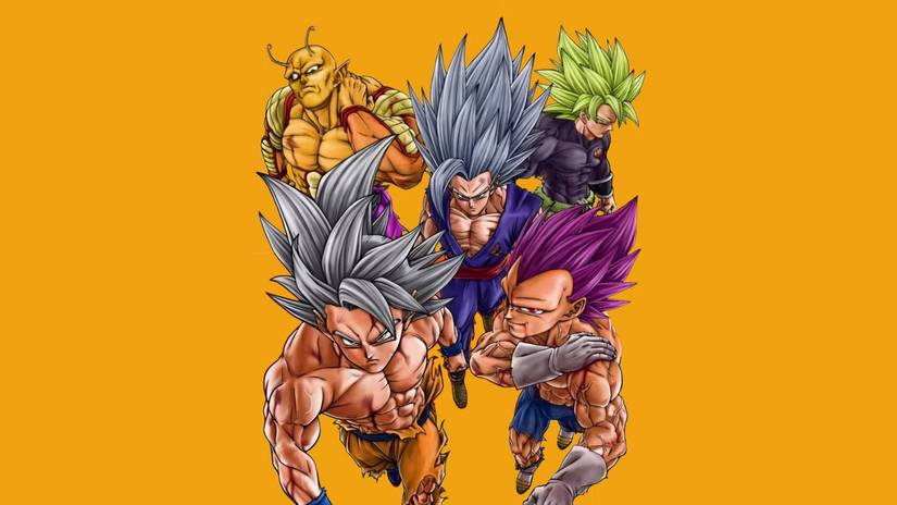Orange Piccolo, Gohan Beast, Legendary Super Saiyan Broly, Ultra Instinct Goku, and Ultra Ego Vegeta