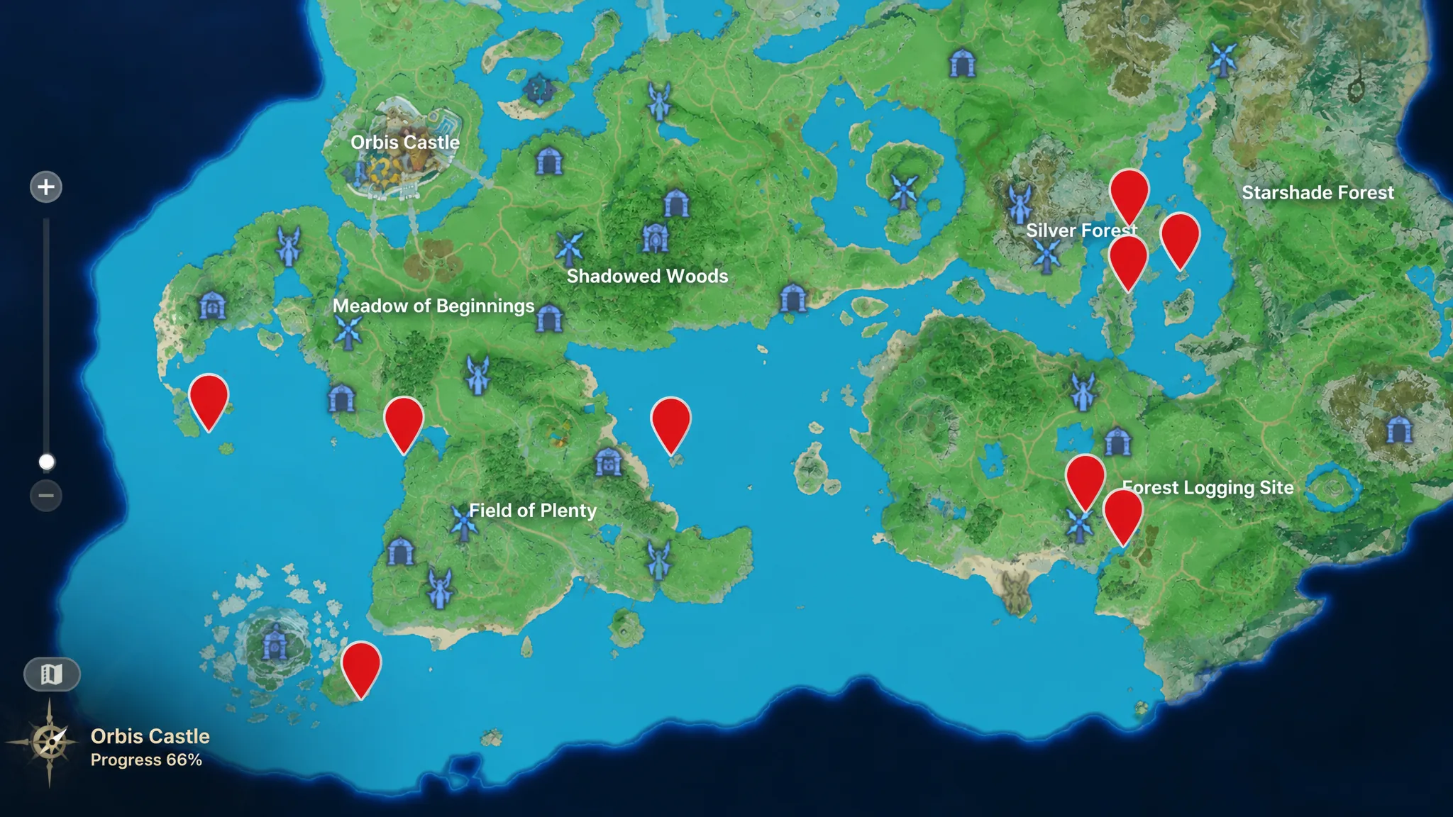 Goose egg locations marked on a map in DragonSword: Awakening