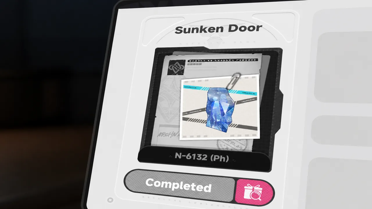 Sunken Door commission file marked Completed next to its evidence photo of the lake