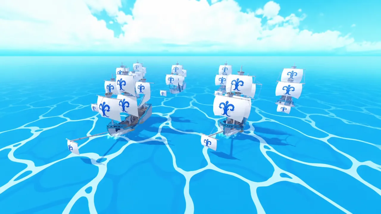 Magnet Fruit abilities tearing through Marine ships in the Blox Fruits Update 30 trailer