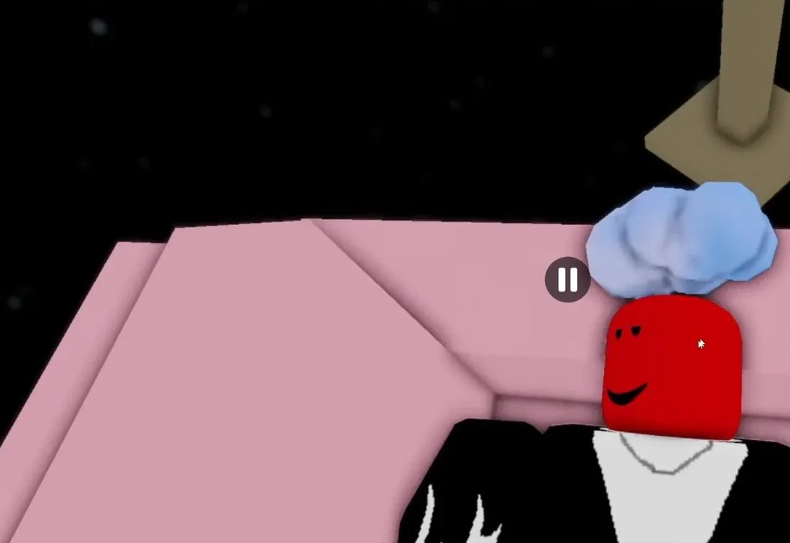 Red-headed Roblox avatar standing beside a pink structure in the Update 30 teaser
